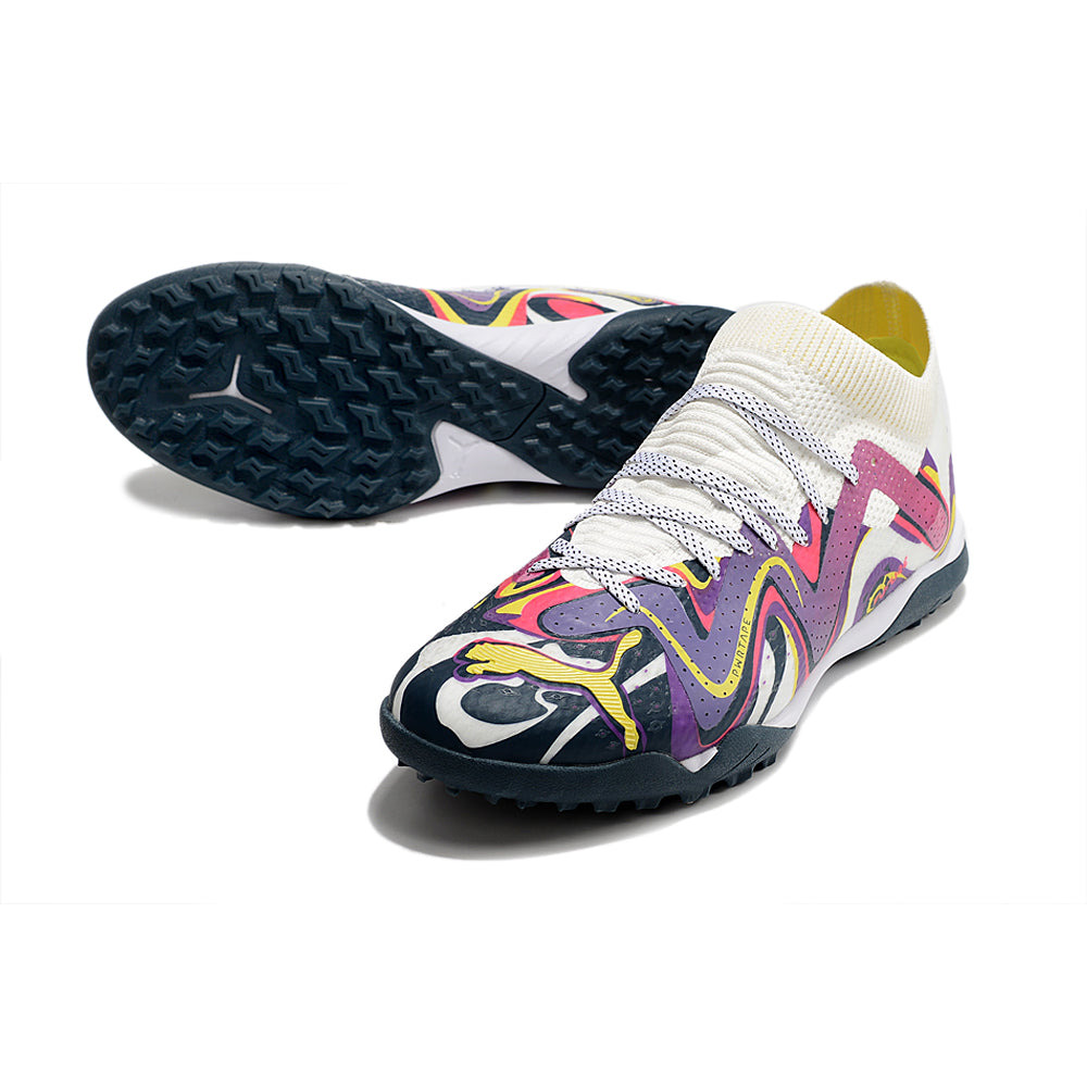Chuteira Society Puma Future Ultimate TF Branca e Roxa 