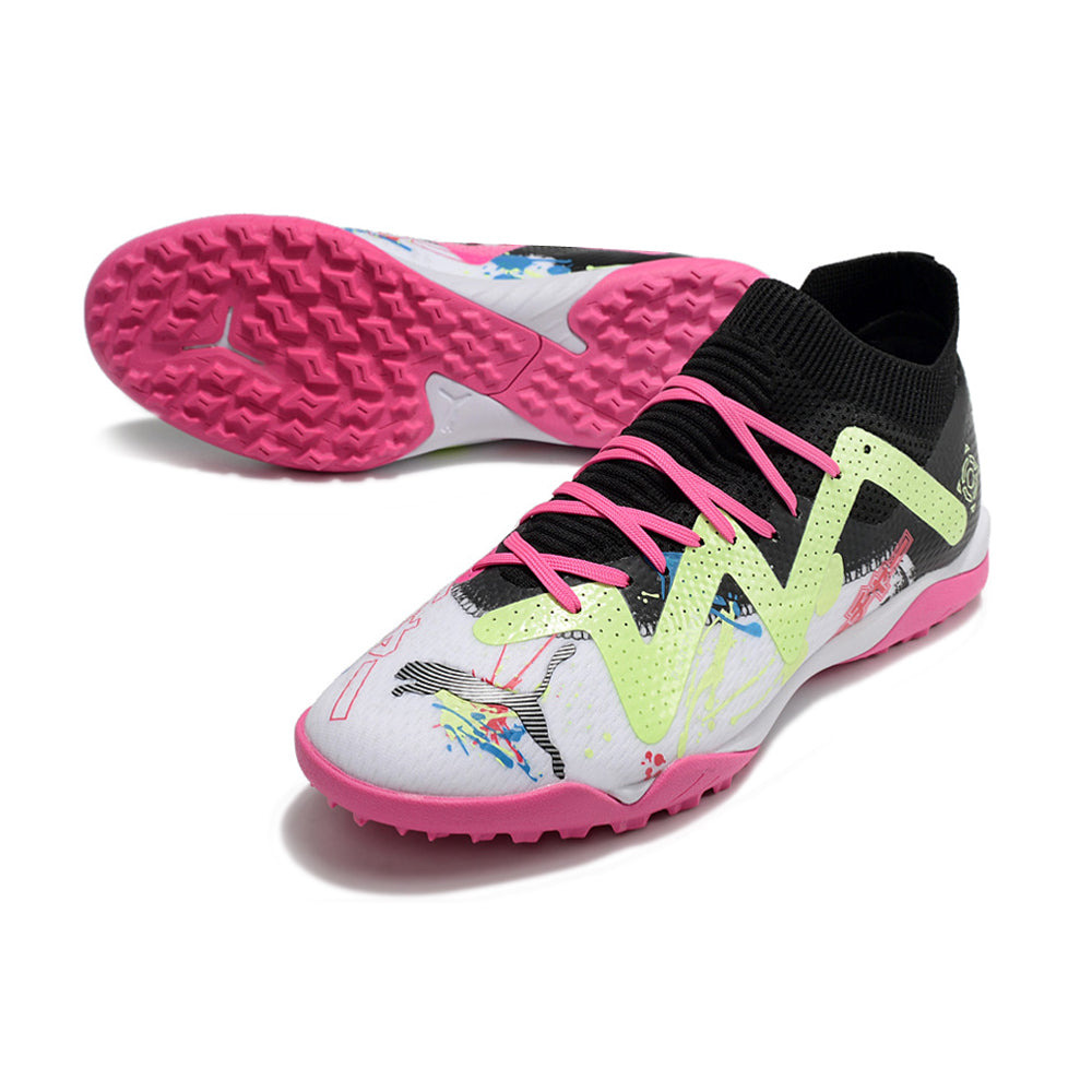 Chuteira Society Puma Future Ultimate TF Preta, Branca e Rosa 