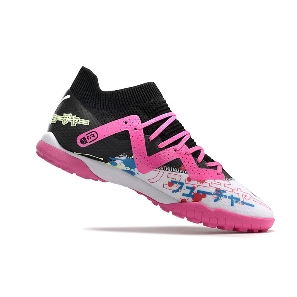 Chuteira Society Puma Future Ultimate TF Preta, Branca e Rosa 
