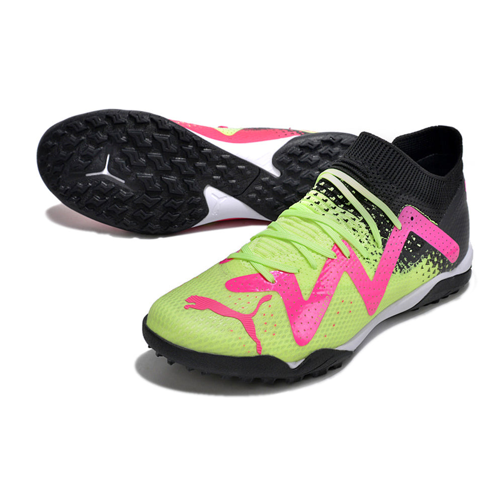 Chuteira Society Puma Future Ultimate TF Preta, Verde e Rosa 