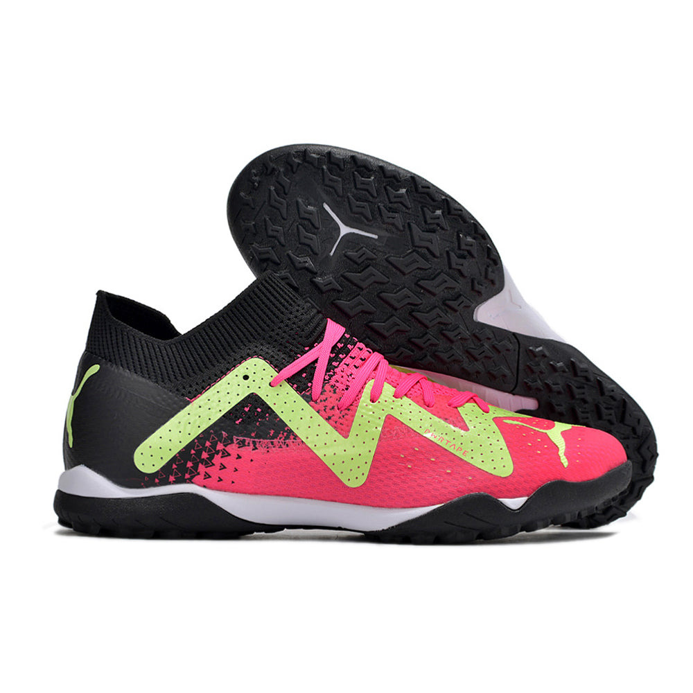 Chuteira Society Puma Future Ultimate TF Preta, Verde e Rosa 