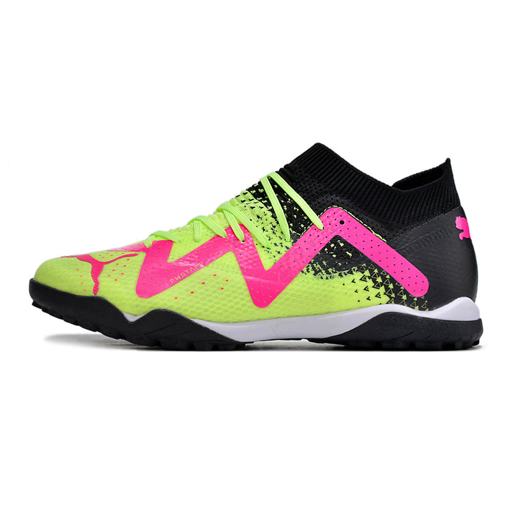 Chuteira Society Puma Future Ultimate TF Preta, Verde e Rosa 