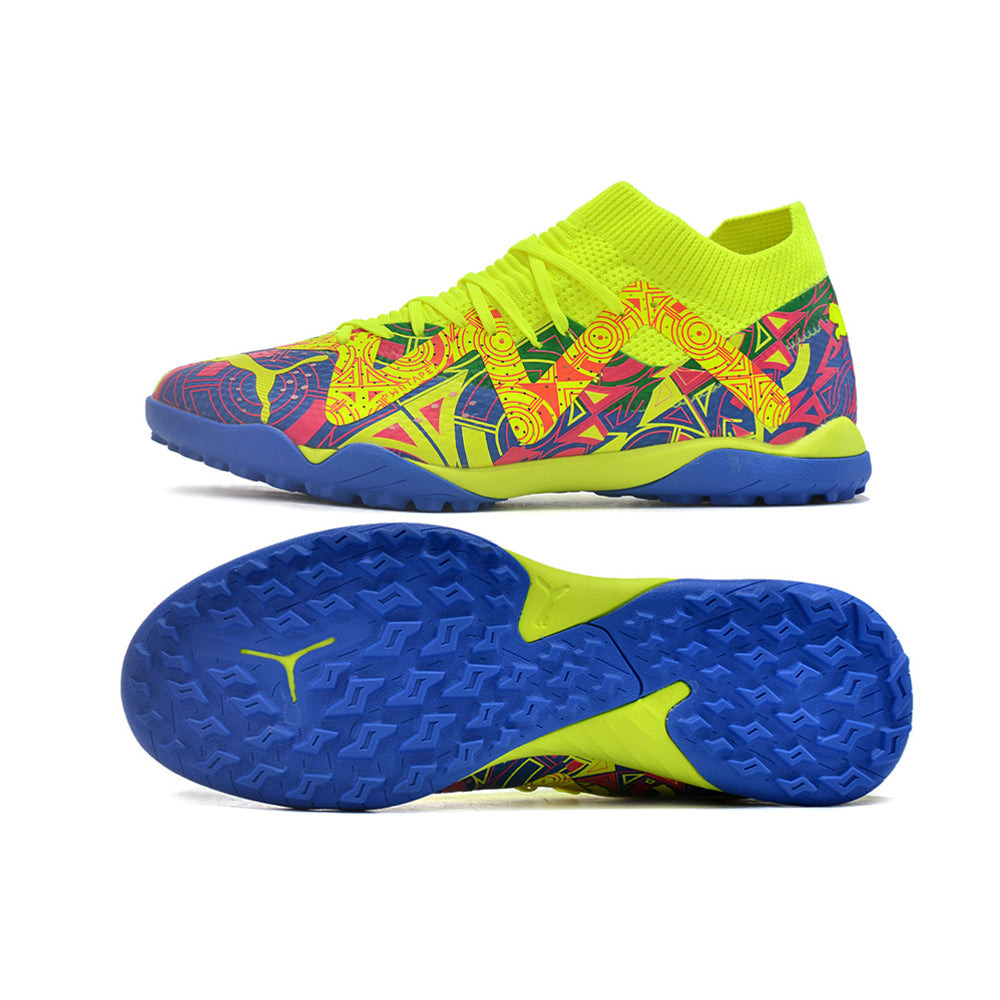 Chuteira Society Puma Future Ultimate TF Verde, Rosa e Azul 