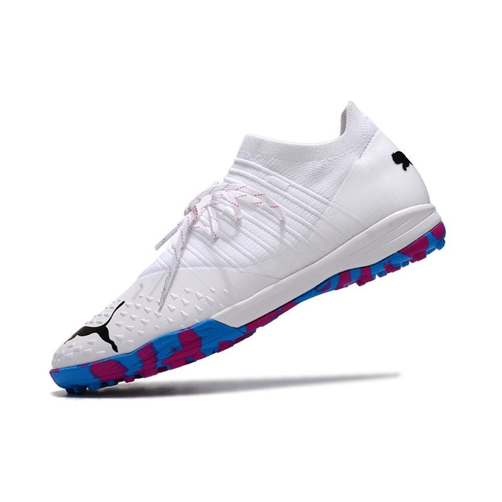Chuteira Society Puma Future Z 1.3 TF Branca e Azul