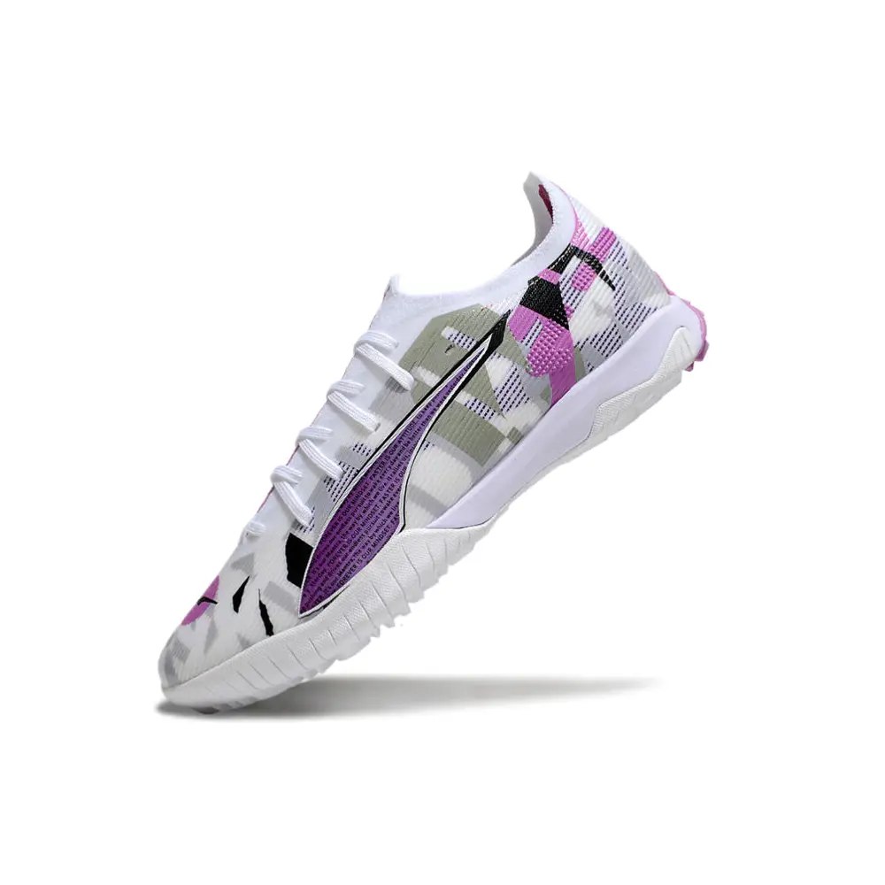 Chuteira Society Puma Ultra 5 Ultimate TF Branca e Rosa