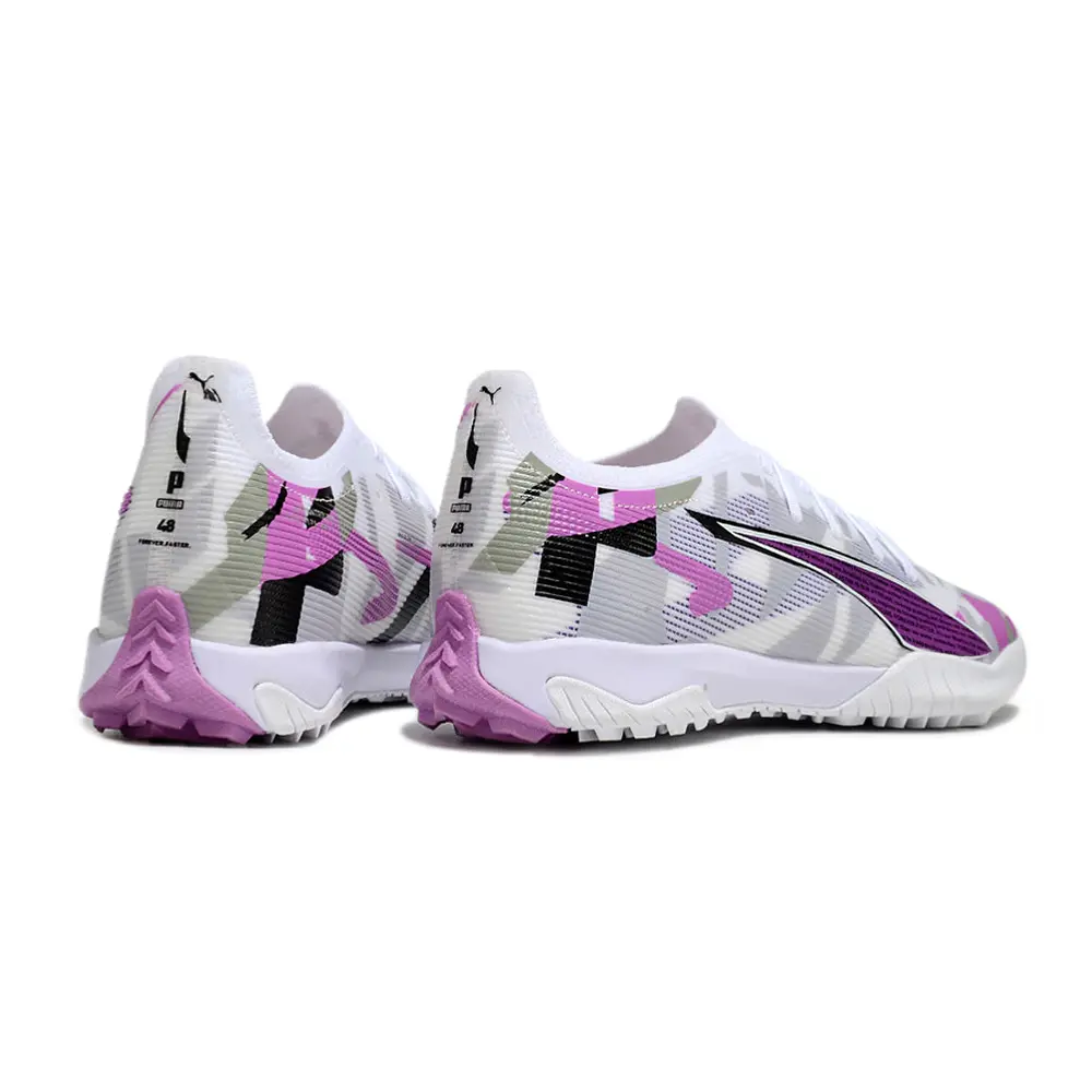 Chuteira Society Puma Ultra 5 Ultimate TF Branca e Rosa
