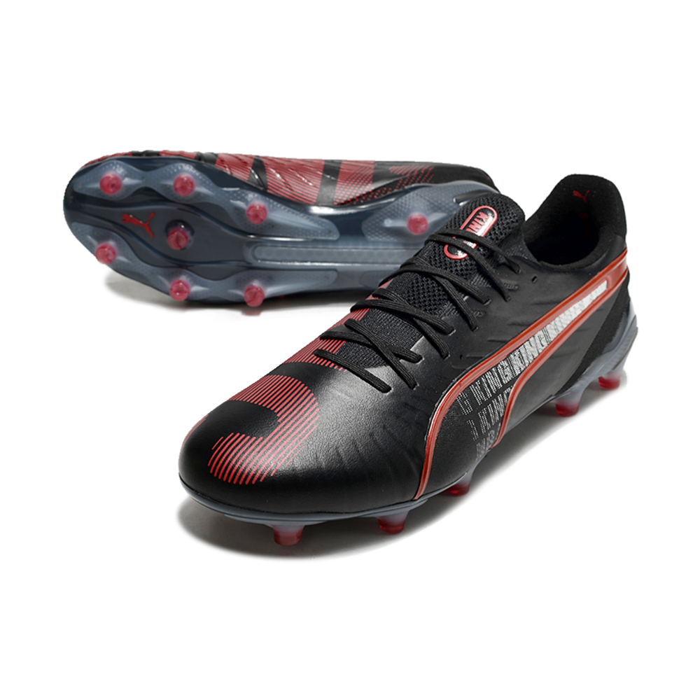 Chuteira Campo Puma King Ultimate FG Preta e Vermelha 