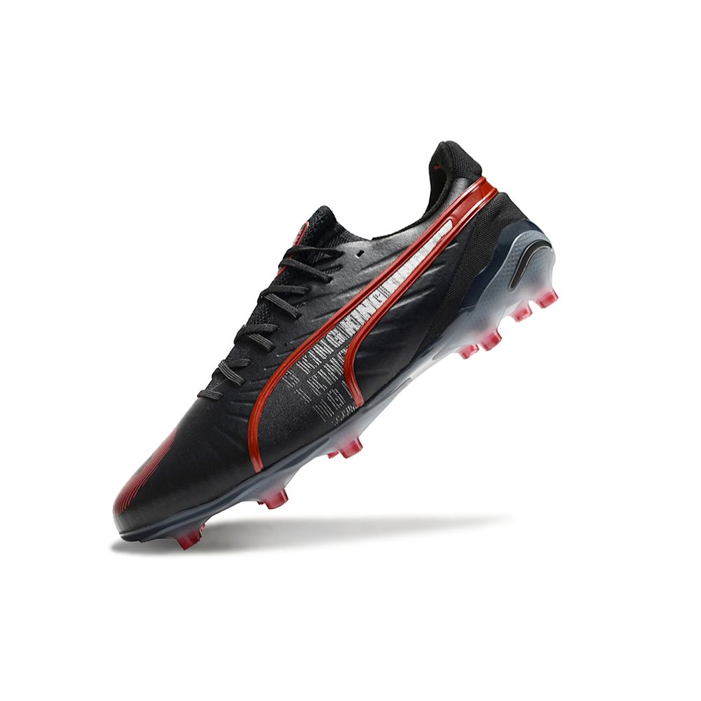 Chuteira Campo Puma King Ultimate FG Preta e Vermelha 