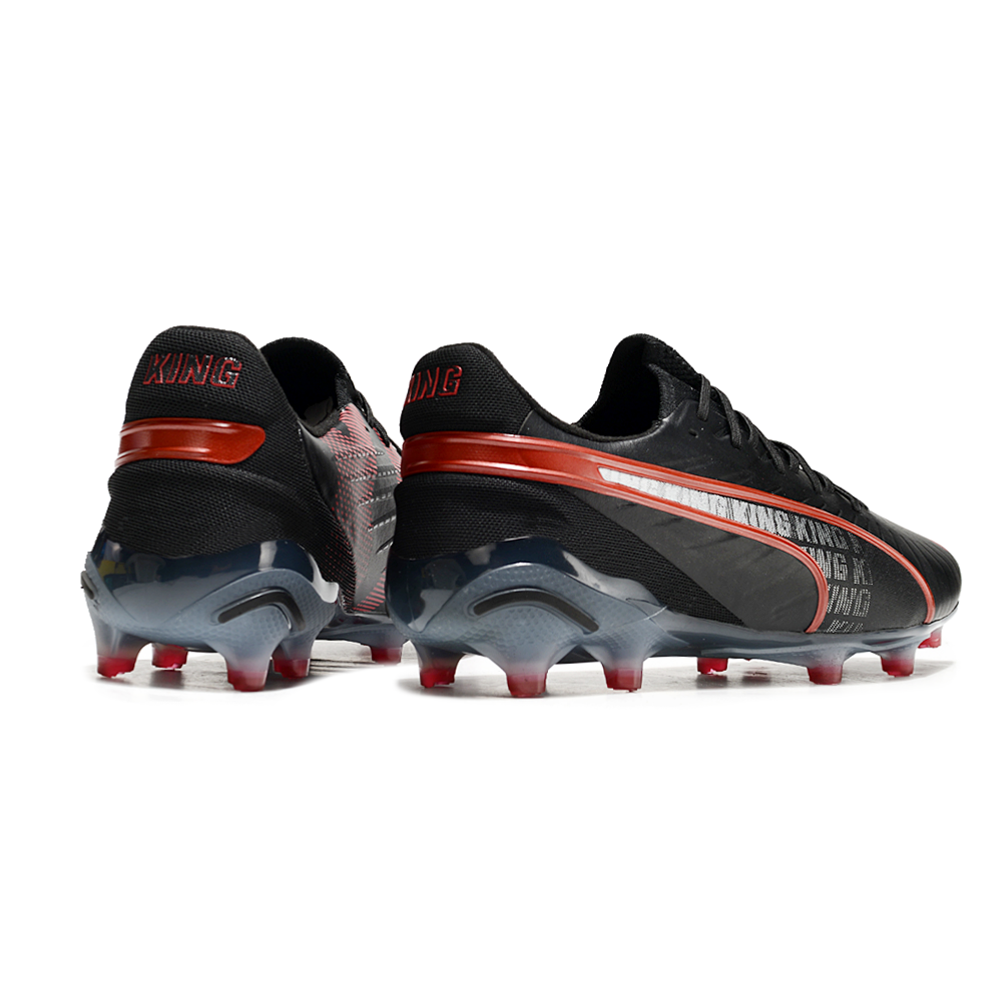 Chuteira Campo Puma King Ultimate FG Preta e Vermelha 
