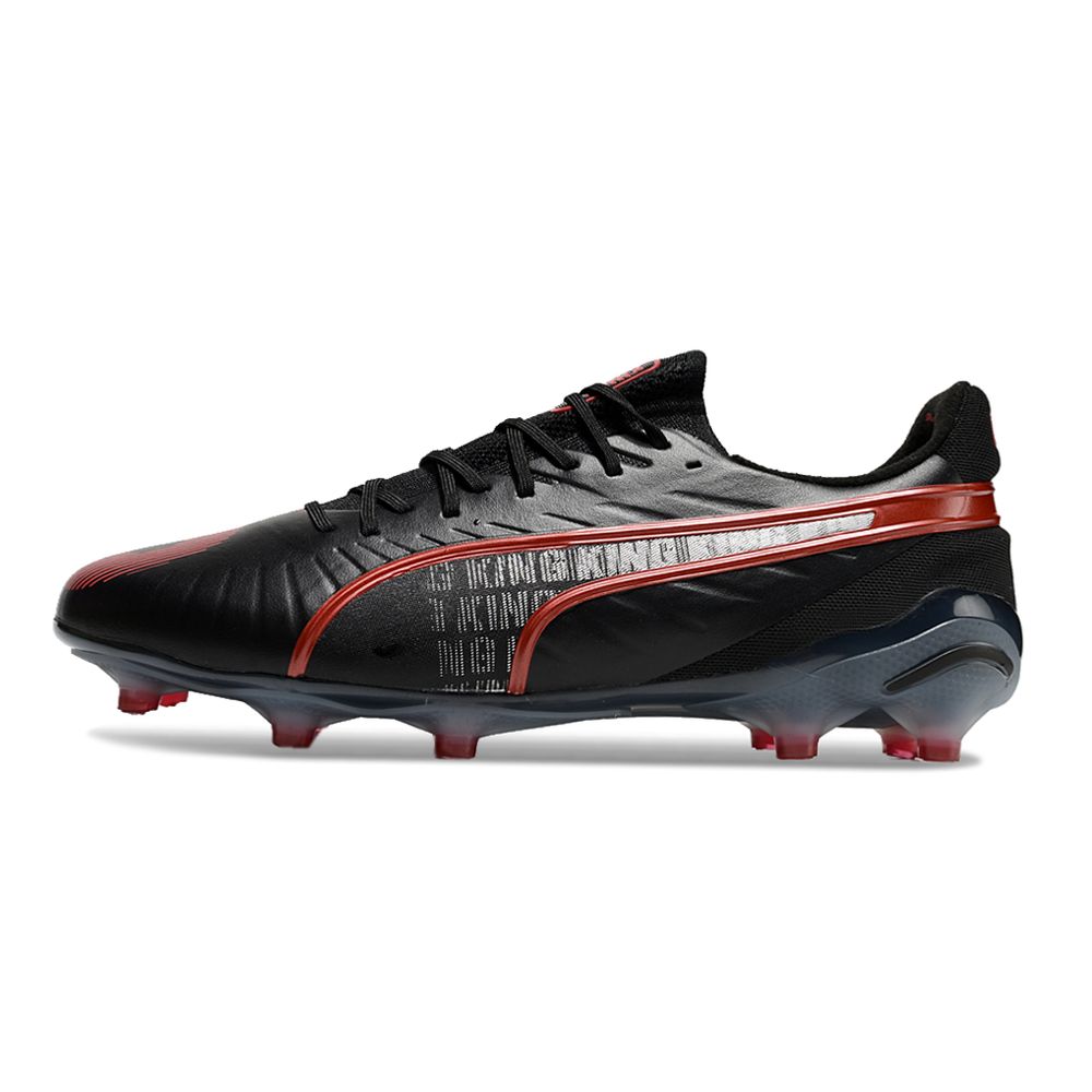 Chuteira Campo Puma King Ultimate FG Preta e Vermelha 