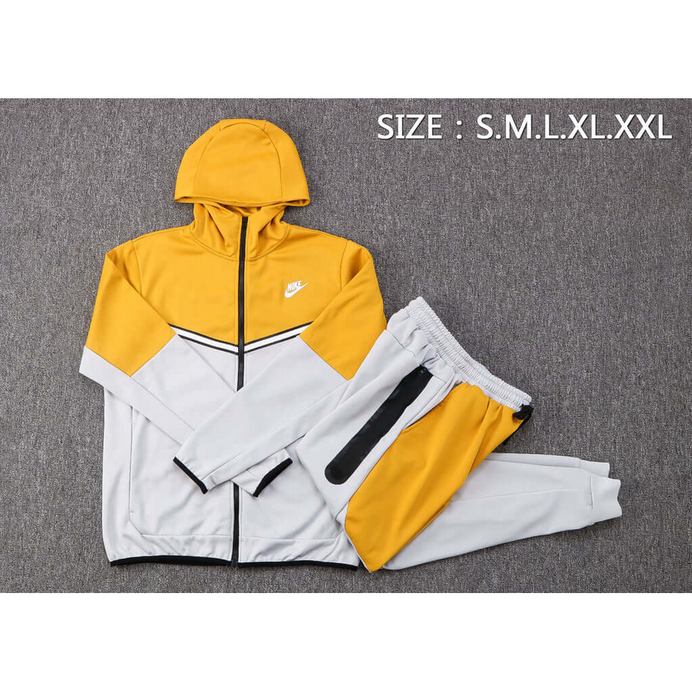 Conjunto de Moletom Nike Sportswear Tech Fleece com Touca Amarelo e Cinza