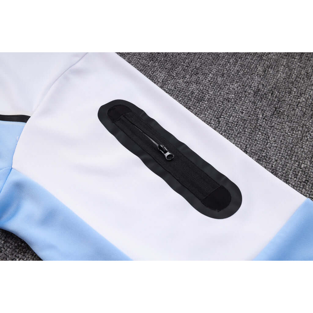 Conjunto de Moletom Nike Sportswear Tech Fleece com Touca Branco e Azul