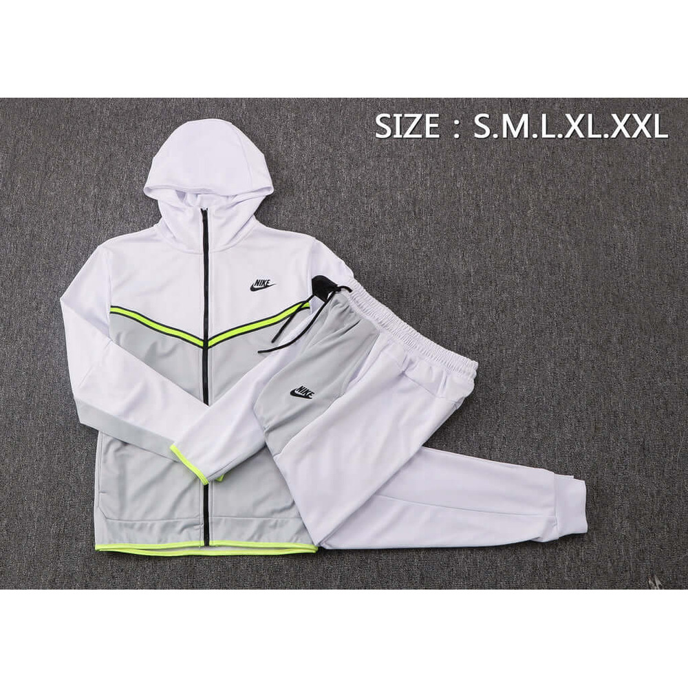Conjunto de Moletom Nike Sportswear Tech Fleece com Touca Branco e Cinza