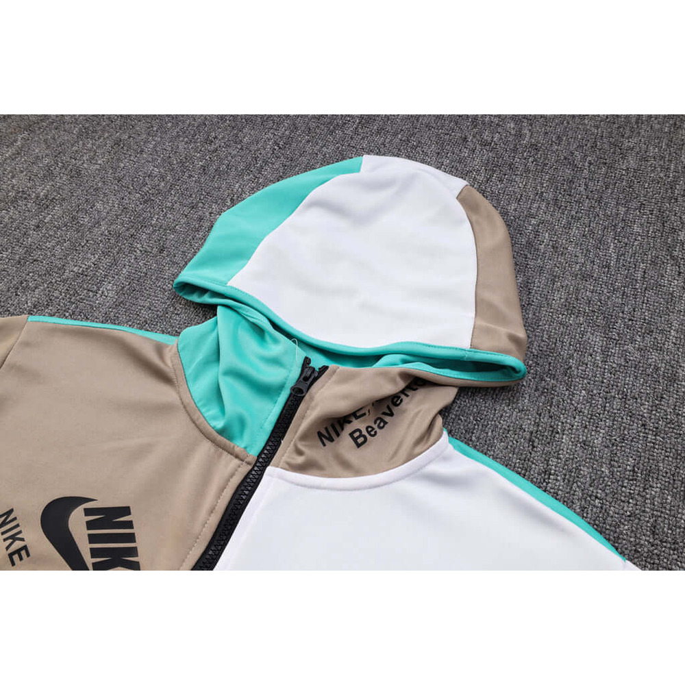 Conjunto de Moletom Nike Sportswear Tech Fleece com Touca Branco, Marrom e Verde