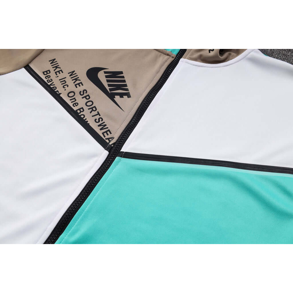 Conjunto de Moletom Nike Sportswear Tech Fleece com Touca Branco, Marrom e Verde