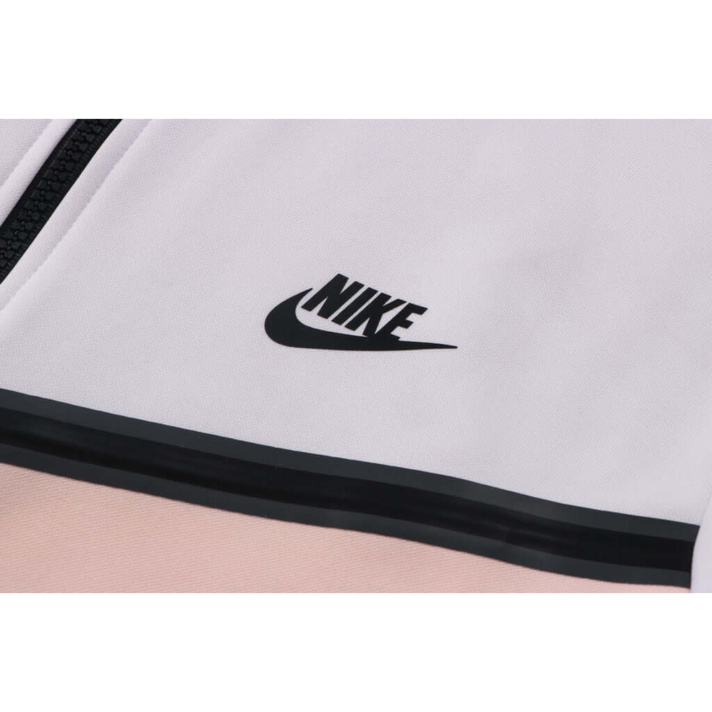 Conjunto de Moletom Nike Sportswear Tech Fleece com Touca Branco, Rosa e Cinza
