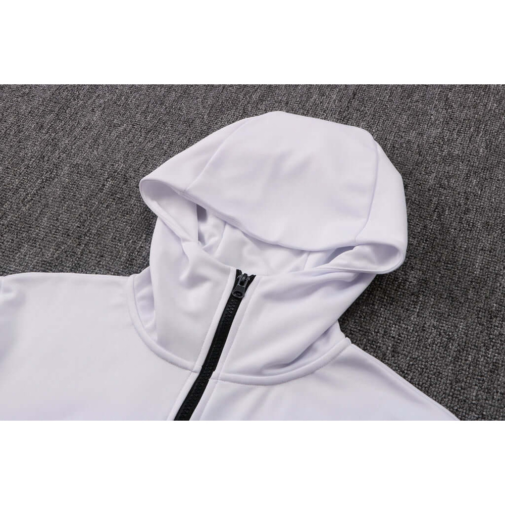 Conjunto de Moletom Nike Sportswear Tech Fleece com Touca Branco, Rosa e Cinza