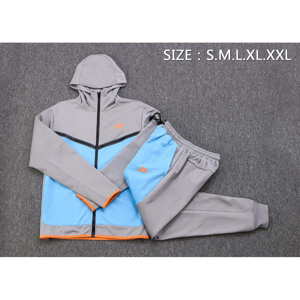 Conjunto de Moletom Nike Sportswear Tech Fleece com Touca Cinza e Azul