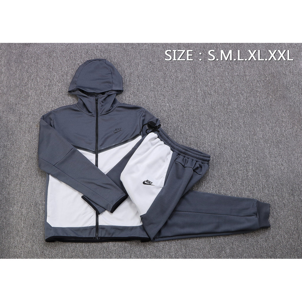 Conjunto de Moletom Nike Sportswear Tech Fleece com Touca Cinza e Branco