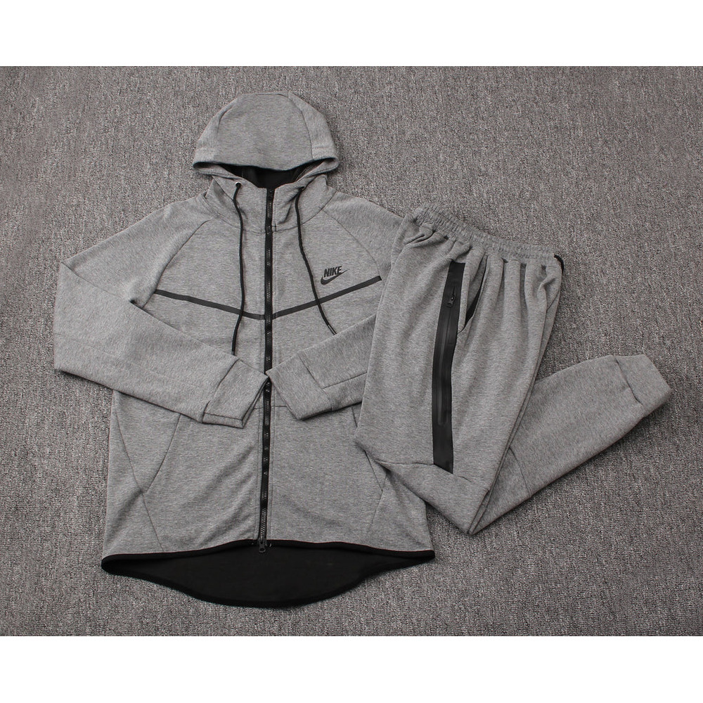 Conjunto de Moletom Nike Sportswear Tech Fleece com Touca Cinza Escuro
