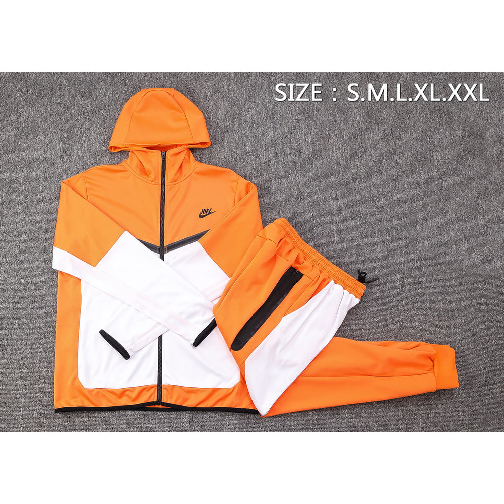 Conjunto de Moletom Nike Sportswear Tech Fleece com Touca Laranja e Branco