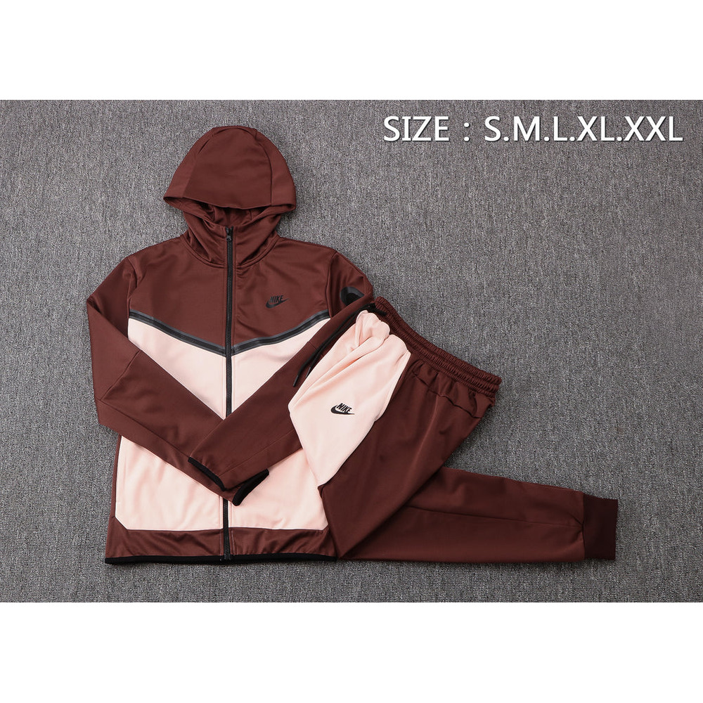 Conjunto de Moletom Nike Sportswear Tech Fleece com Touca Marrom e Rosa