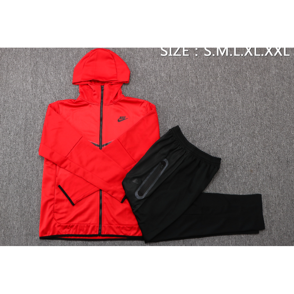 Conjunto de Moletom Nike Sportswear Tech Fleece com Touca Vermelho e Preto