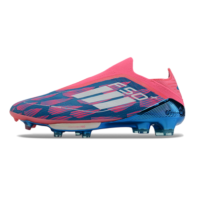 Chuteira Campo Adidas F50+ LL FG Rosa, Azul e Branca 