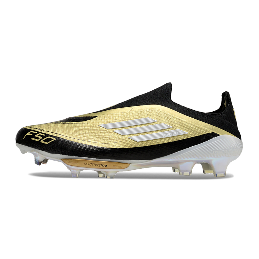 Chuteira Campo Adidas F50+ LL Messi FG Preto e Dourado 