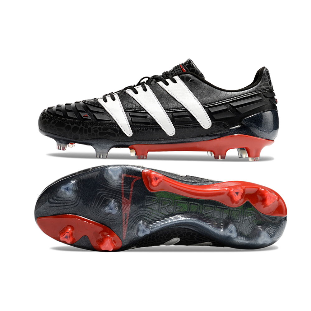 Chuteira Campo Adidas Predator Accelerator FG Preta, Branca e Vermelho