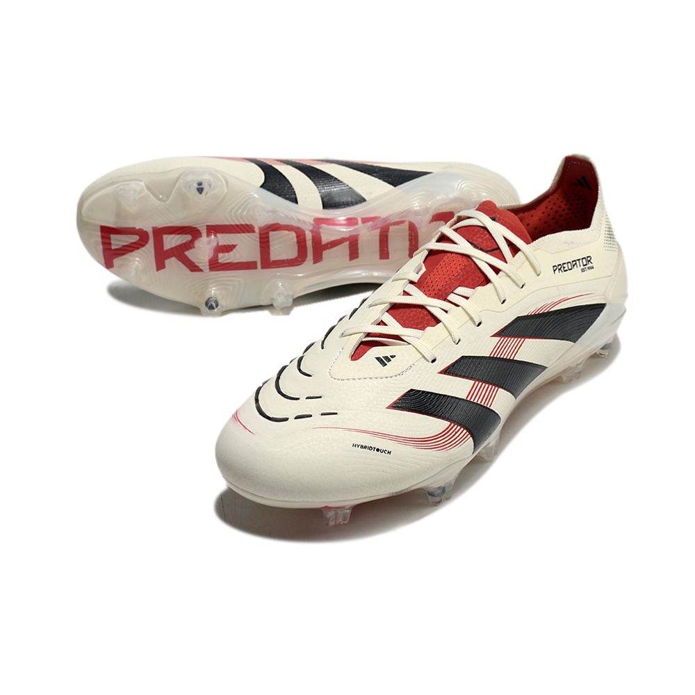 Chuteira Campo Adidas Predator Elite FG Bege e Vermelha
