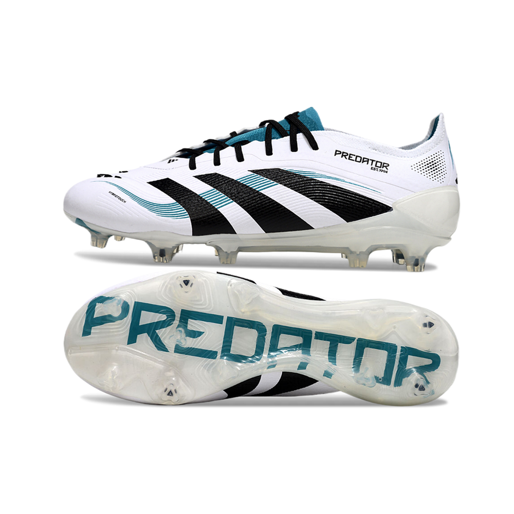 Chuteira Campo Adidas Predator Elite FG Branca e Azul
