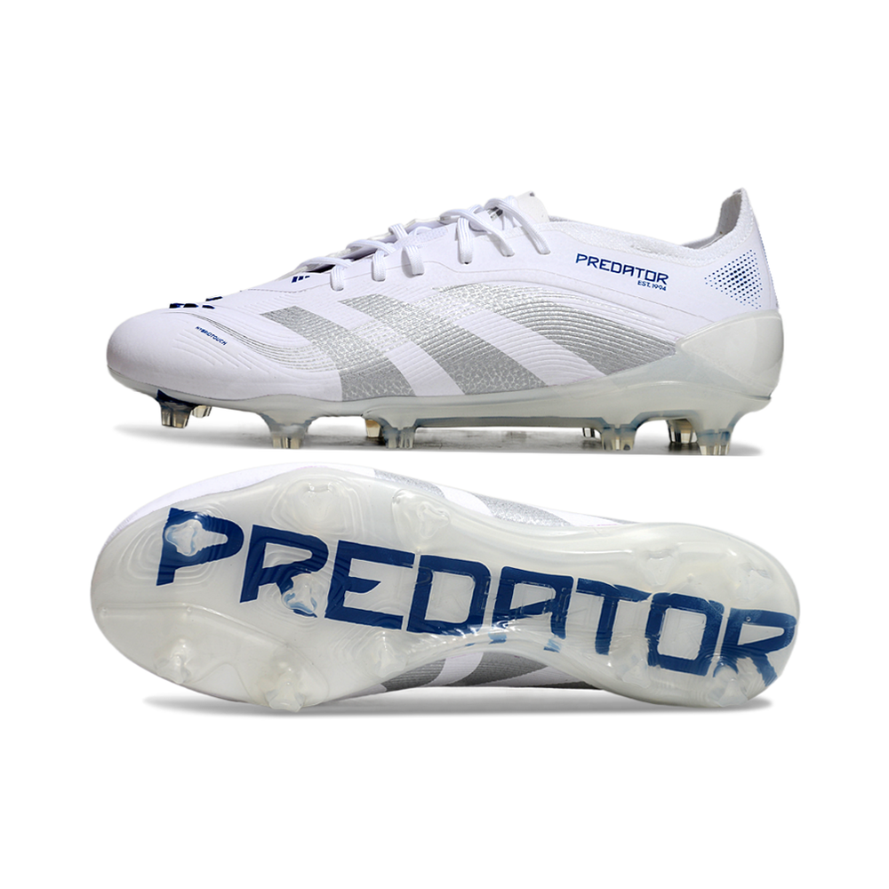 Chuteira Campo Adidas Predator Elite FG Branca e Azul 