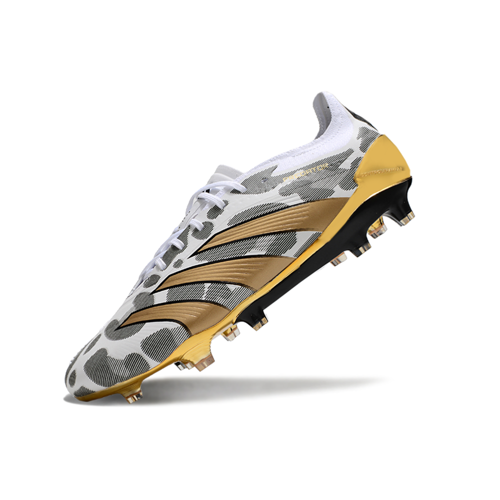 Chuteira Campo Adidas Predator Elite FG Branca e Dourada 