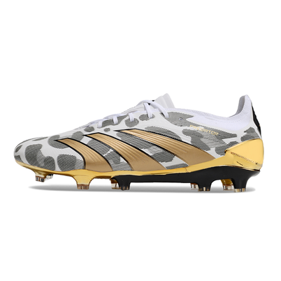 Chuteira Campo Adidas Predator Elite FG Branca e Dourada 