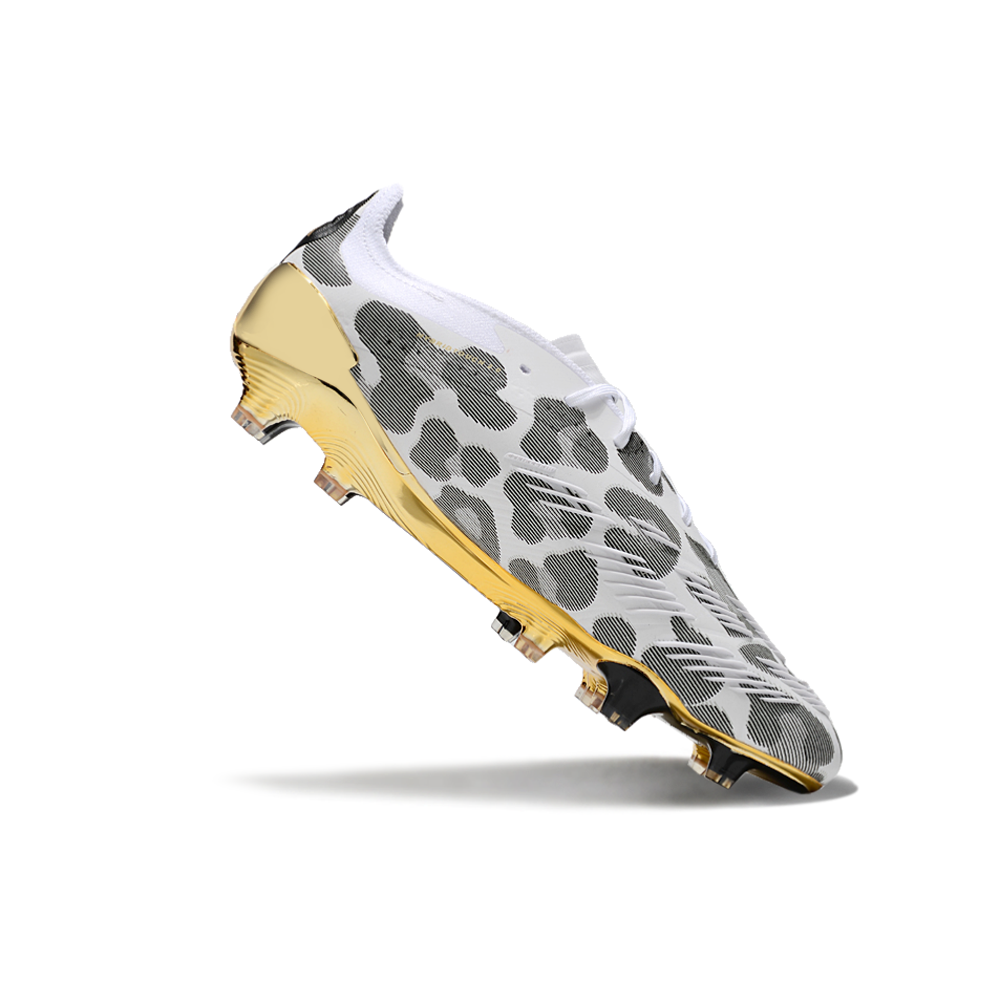 Chuteira Campo Adidas Predator Elite FG Branca e Dourada 