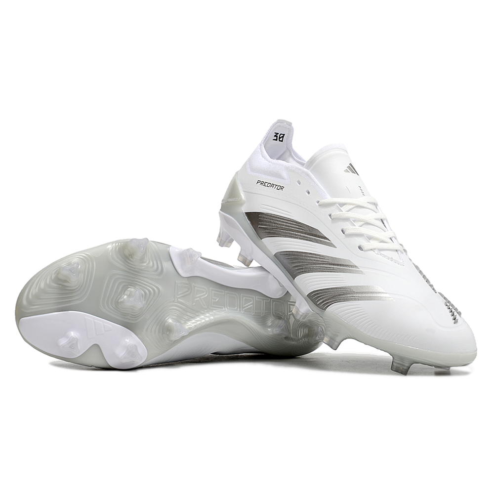 Chuteira Campo Adidas Predator Elite FG Branca e Prata 