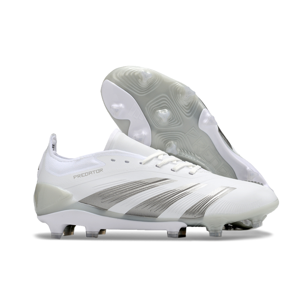 Chuteira Campo Adidas Predator Elite FG Branca e Prata 