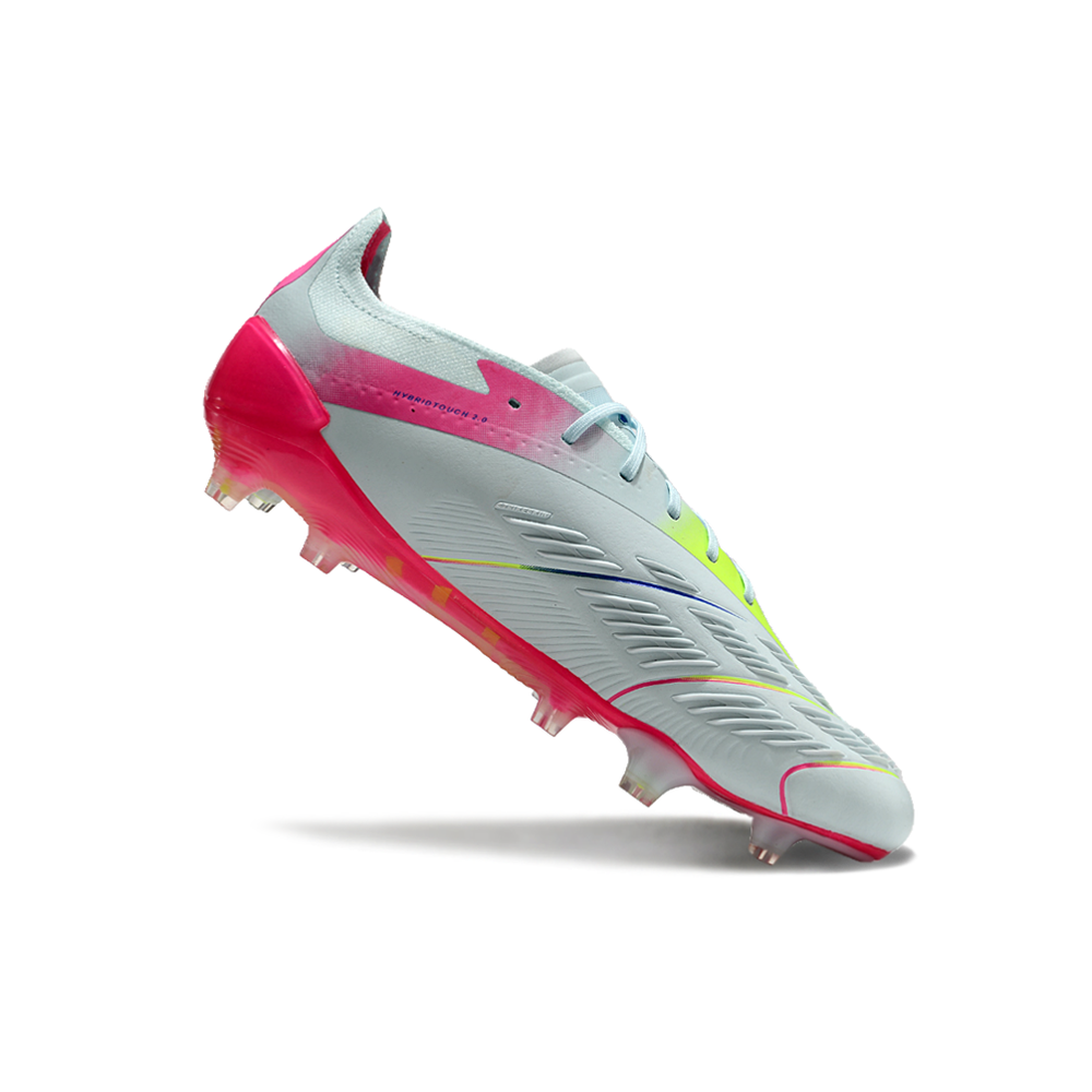 Chuteira Campo Adidas Predator Elite FG Branca e Rosa 