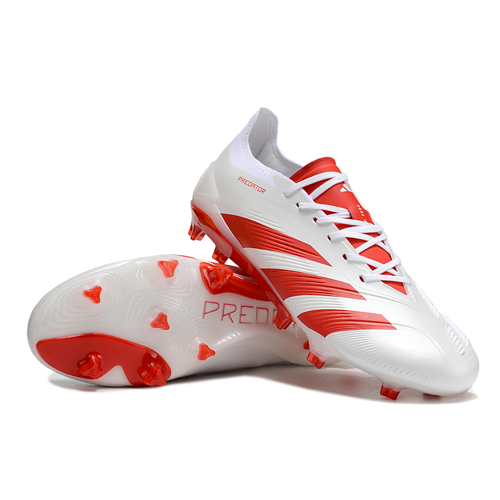 Chuteira Campo Adidas Predator Elite FG Branca e Vermelha 