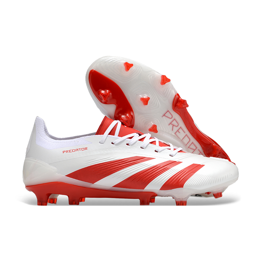 Chuteira Campo Adidas Predator Elite FG Branca e Vermelha 
