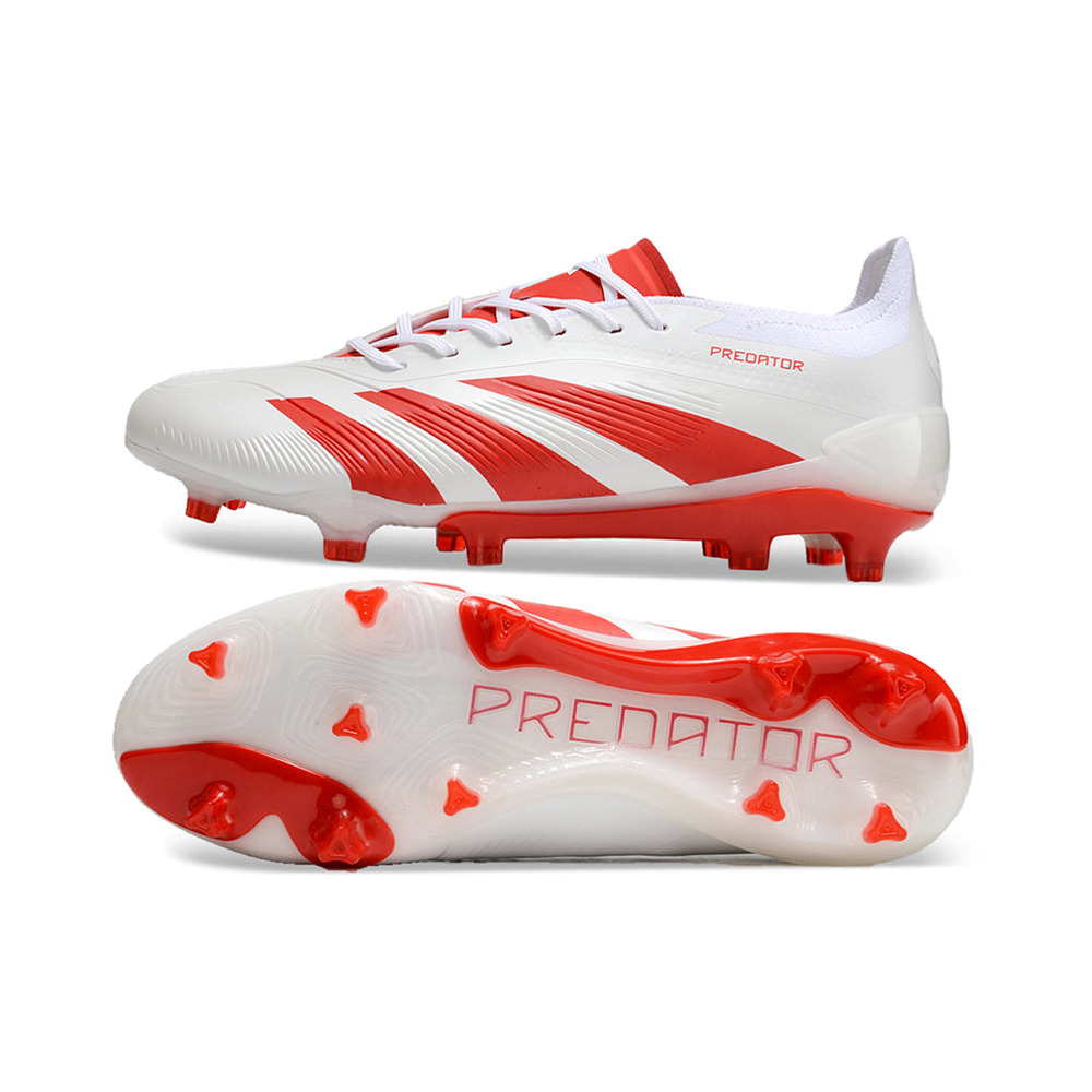 Chuteira Campo Adidas Predator Elite FG Branca e Vermelha 