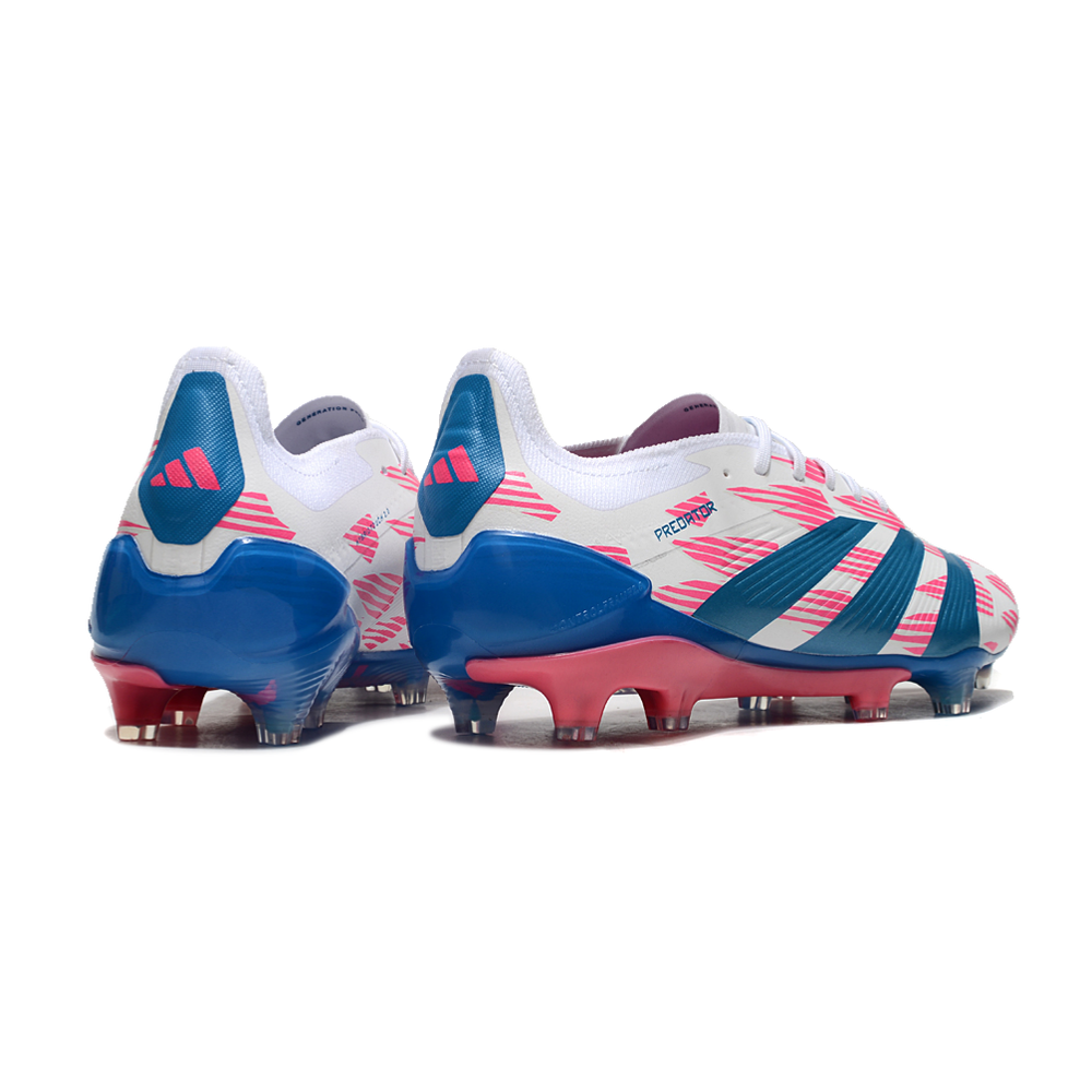 Chuteira Campo Adidas Predator Elite FG Branca, Azul e Rosa 