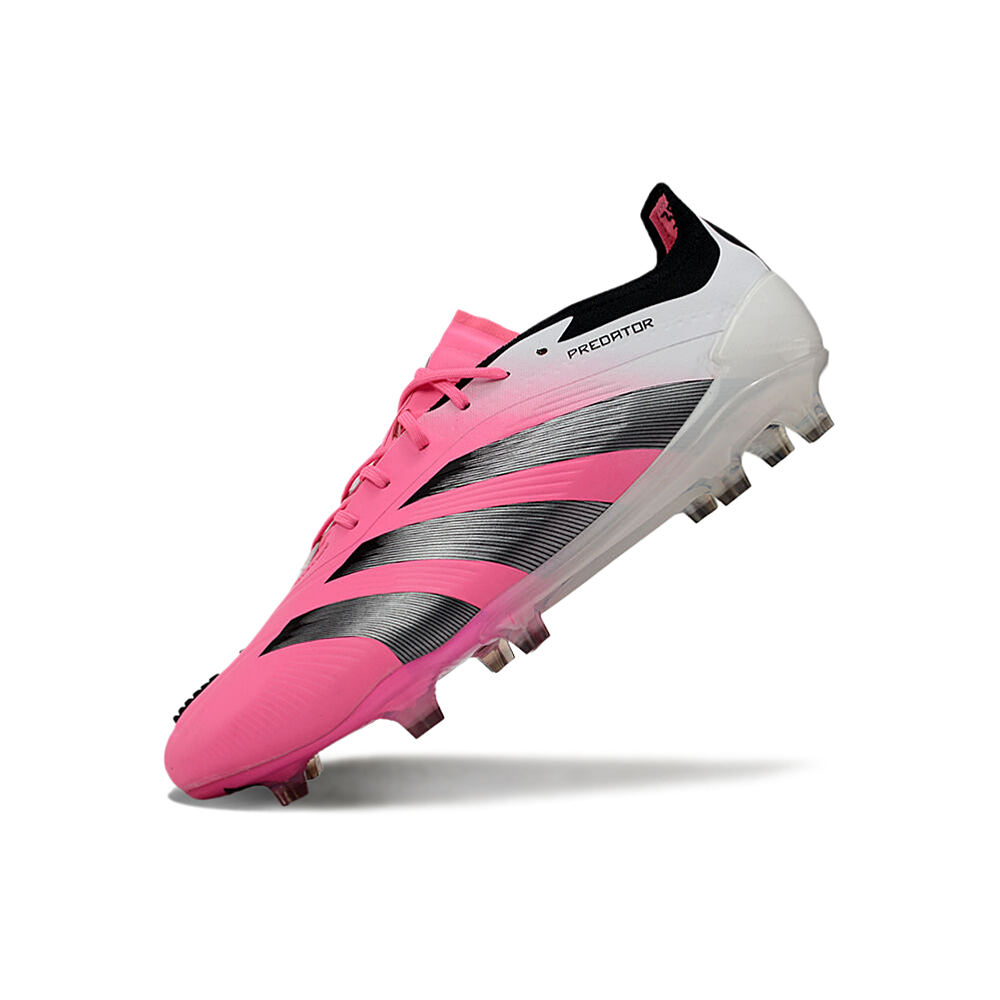 Chuteira Campo Adidas Predator Elite FG Branca, Rosa e Preto
