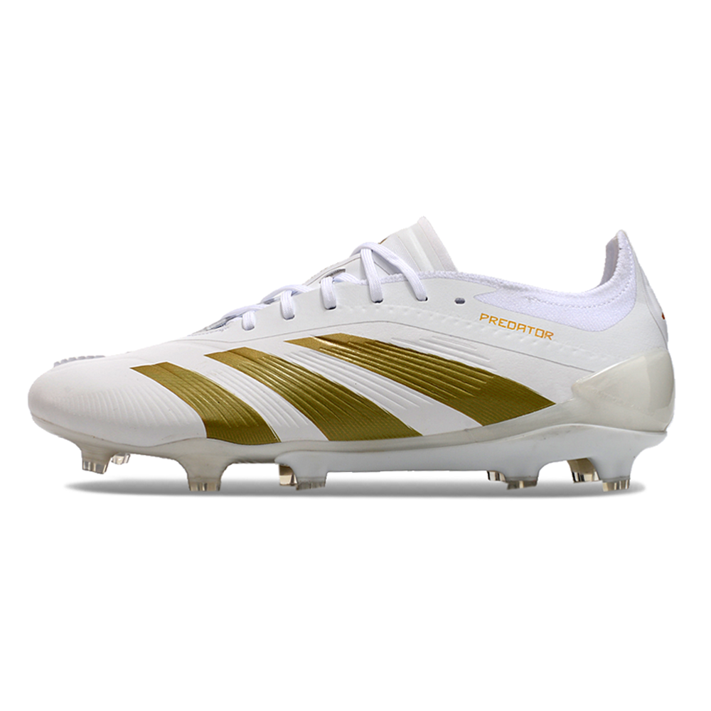 Chuteira Campo Adidas Predator Elite FG Branco e Dourado