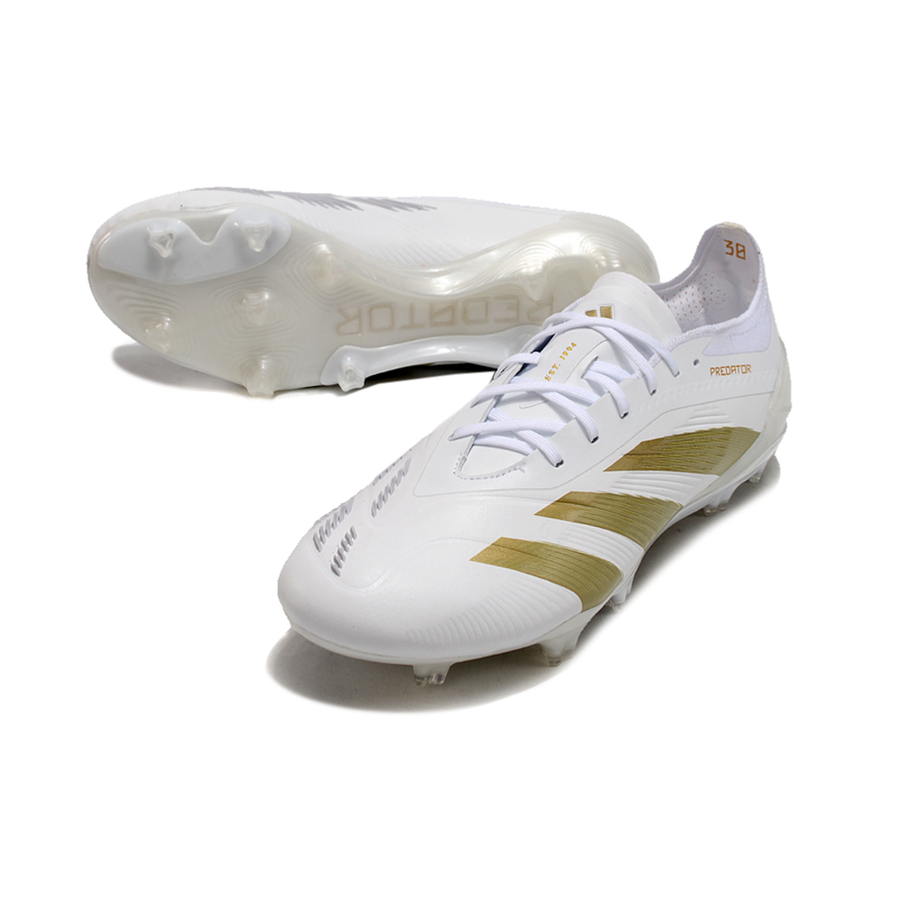 Chuteira Campo Adidas Predator Elite FG Branco e Dourado