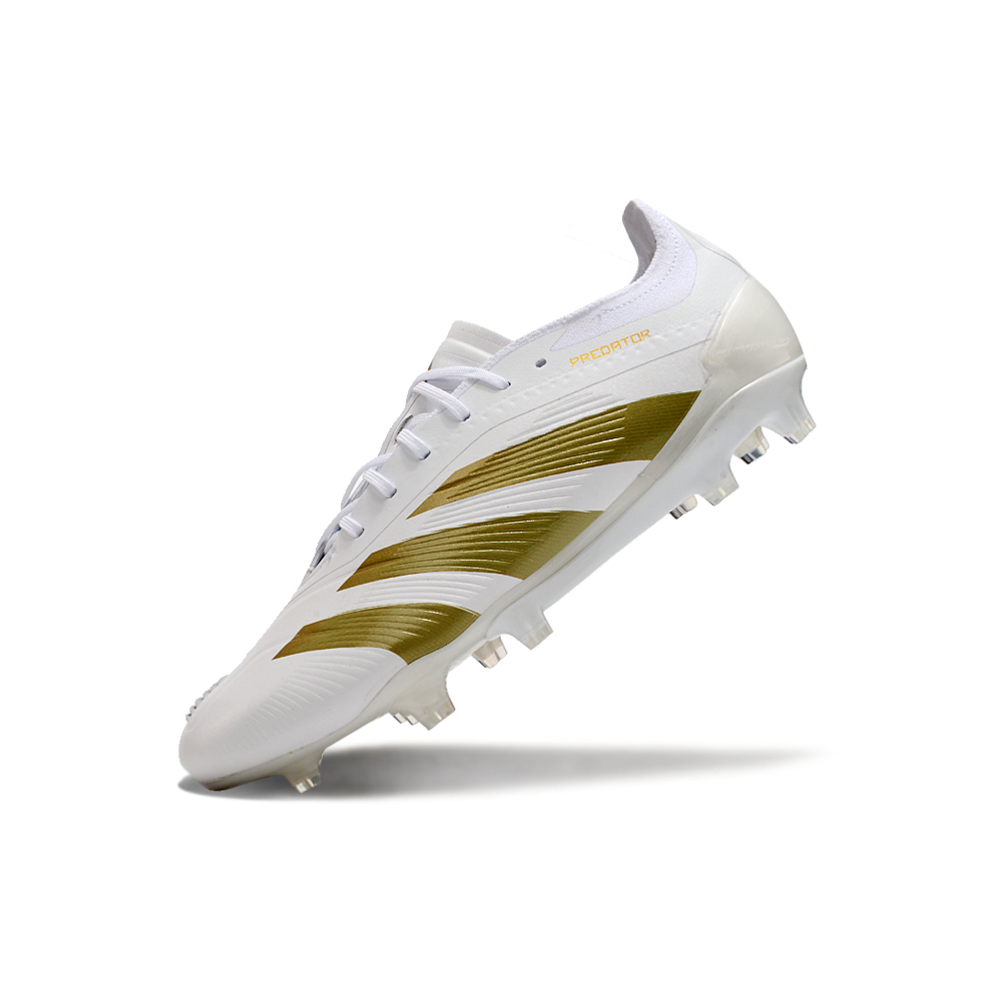 Chuteira Campo Adidas Predator Elite FG Branco e Dourado