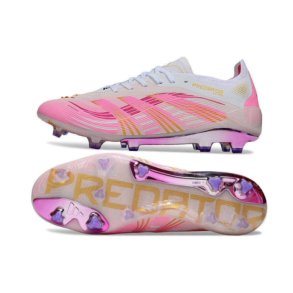 Chuteira Campo Adidas Predator Elite FG Branco e Rosa