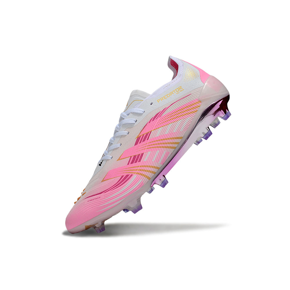 Chuteira Campo Adidas Predator Elite FG Branco e Rosa