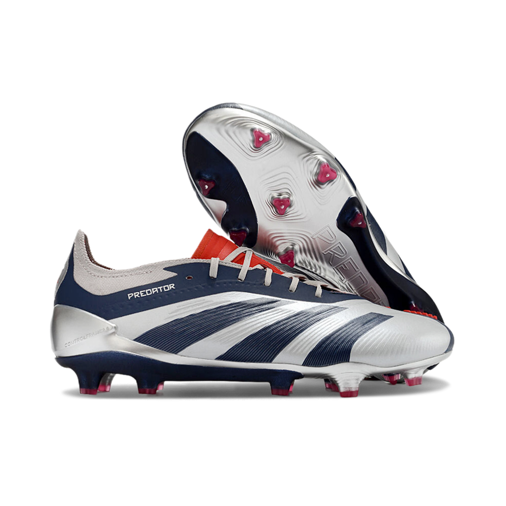 Chuteira Campo Adidas Predator Elite FG Prata e Azul 